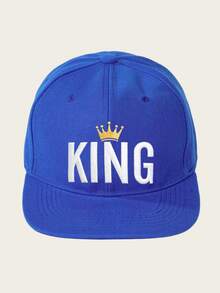 男士 KING 字母刺繡嘻哈帽，可調節防曬平帽簷棒球帽，街舞帽 - 皇冠 - 查看 9
