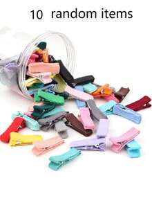 10/20pcs Random Multicolor Fabric Crocodile Hair Clips Mini Duckbill Hair Clips - Color Mixing - View 8