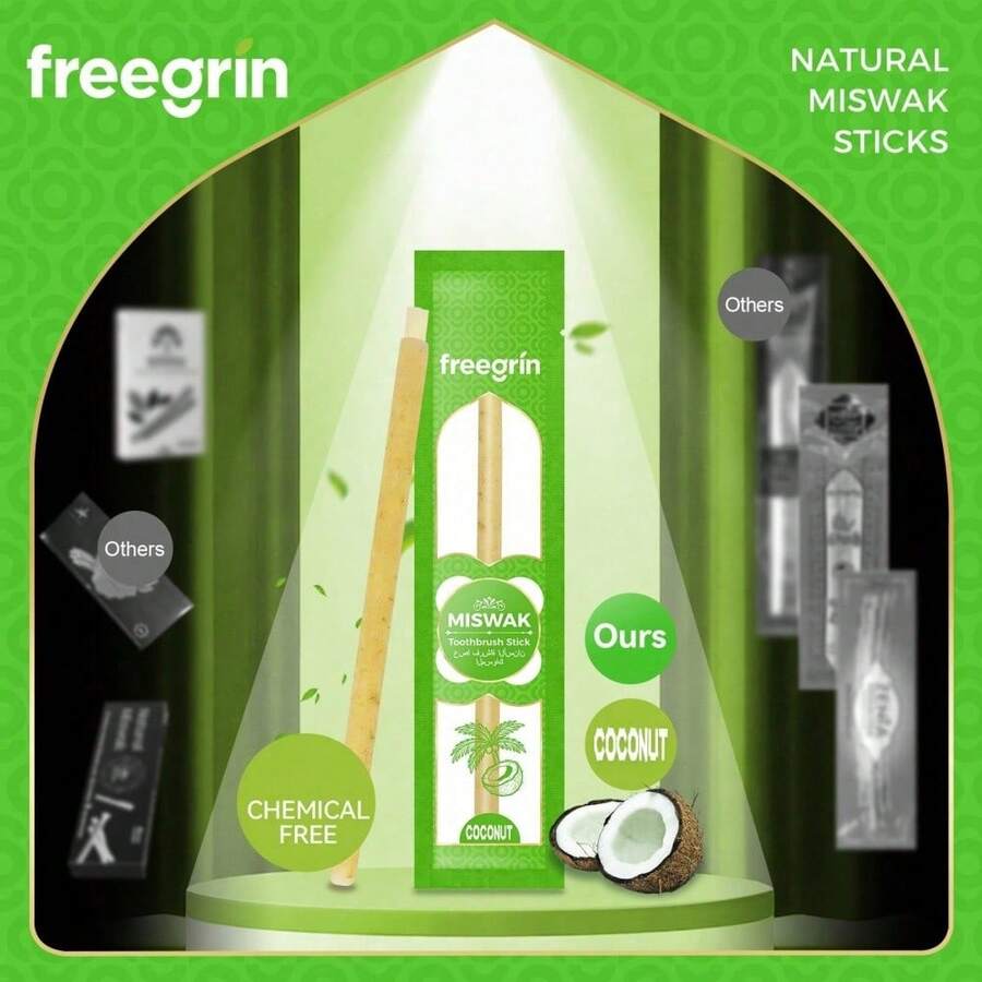 FREEGRIN 薄荷口味木製口腔清潔棒,包裝便攜式木製口腔配件,適用於居家與旅行日常使用 - 橄欖綠 - 查看 1