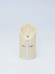 1pc Flameless Flickering Cross Ivory White LED Candle, Battery Operated, Suitable For Dining Table, Fireplace, Wedding, Party, Home, And Other Occasions. (Battery Included) - Cross Ivory White - View 9