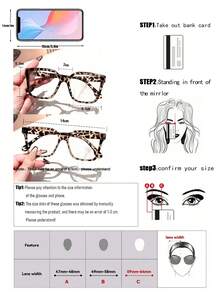 1 pieza Gafas de mujer con marco cuadrado grande y estampado de leopardo, adecuadas para el uso diario, el trabajo y los atuendos escolares - A - Ver 6