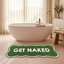 GetNaked Bath Mat Long Runner, Cute Bathroom Rug, Soft Fluffy Printed Carpet, Bathroom Mat, Bath Mat, Bathroom Decor, Rug For Bathroom, Door Mat, House Mats, Kawaii Rug - Green - View 8