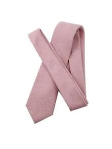ZLQ&GOU 1 st varmrosa sammetslips unisex, enfärgad herrslips i polyester för höst/vinter, passar till bröllop, fest och matchning på helgen - Rosa - Visa 3