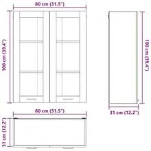 Roble Madera de ingeniería Armario Colgante 80x31x100cm Mueble de Cocina Armario de Almacenaje Montaje en Pared Estante Interior Pasillo Cuarto de Lavado Piso Hogar Despensa Organización Orden Sala de Estar - Marrón - Ver 11