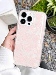 1件 粉色蕾絲氣墊手機殼 全包覆 TPU 適用於 iPhone 17/17Pro/17ProMax/16/16Pro/16ProMax/15/15Pro/15ProMax/14/13/12/11 - 粉色 - 查看 5