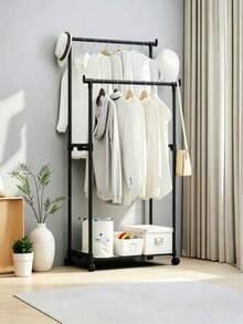 Freestanding Clothes Rack For Home, For Bedroom, Portable Clothes Rack, Simple Clothes Hanger For Dorm, Floor Standing Clothes Rack For Balcony - 69*37*138CM - View 2