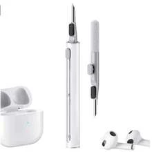 Cleaner Kit For Airpods Pro Pro2 1 2 3 4Multi-Function Cleaning Pen With Soft Brush Flocking Sponge For Bluetooth Earphones Case Cleaning Tools White - A - View 2