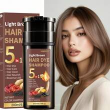 5-In-1 Ginseng & Reishi Mushroom Plant-Based Hair Dye Shampoo, Natural Plant Ingredients, Moisturizing & Softening Hair, Gentle Coloring, Low Irritation, Gray Coverage, Suitable For All Hair Types, Unisex - Multicolor - View 3