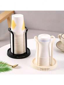 1pc Modern Plastic Cup Holder & Dispenser With Storage Rack - Multi-Functional Organizer For Coffee, Tea Cups, Kitchen & Bathroom, Durable Space-Saving Design, Coffee Storage, Easy Maintenance - Multicolor - View 5