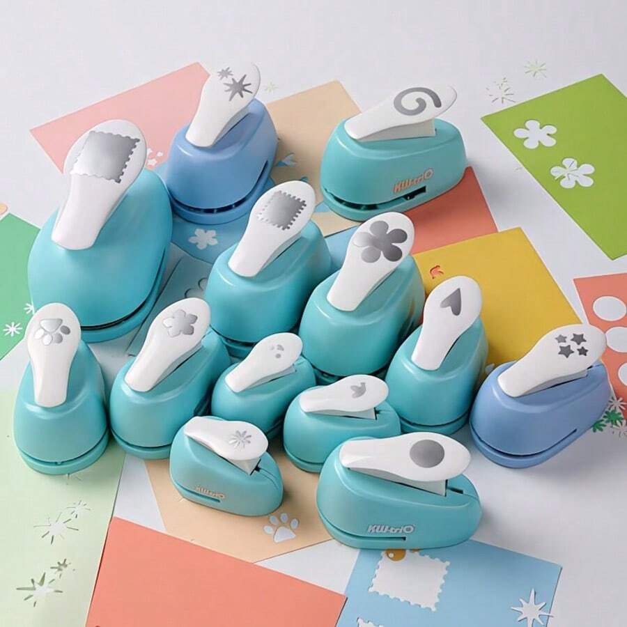 1個紙孔打孔器,剪貼簿紙孔打孔器,手工DIY壓花工具,多種圖案可選 - 1pc - 查看 1