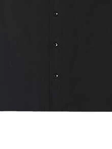 Men's Summer Thin Solid Color Short Sleeve Shirt With Turn-Down Collar, Fashionable Versatile Blouse - Black - View 10