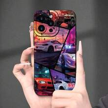 1件裝 賽車圖案 黑銀配色手機殼，相容 Apple 手機 - 彩色 - 查看 4