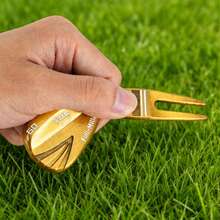 Alat Perbaikan Bekas Pukulan Golf WUDAY, Aksesori Perbaikan Bekas Pukulan Berbentuk Kepala Besi Golf, 2 Warna: Rose Gold/Emas/Perunggu/Hitam, Alat Perbaikan Lapangan Golf, Perbaikan Lapangan Golf Cepat, Aksesori Golf, Meningkatkan Pengalaman Bermain Golf - Emas - View 4