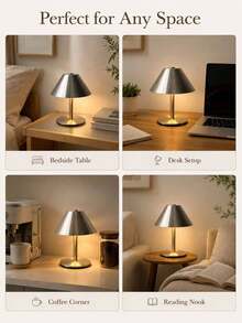 1 Piece Nordic Style Touch Control Lamp, Wireless Single-Color Desk Lamp, LED Touch Control Lamp, Portable Touch Control Lamp, Adjustable Lamp With 3 Color Temperatures, Dimmable Lamp, Bedroom Lamp, Cone-Shaped Metal Lampshade, Unique Touch Lamp - GT-01 - View 10