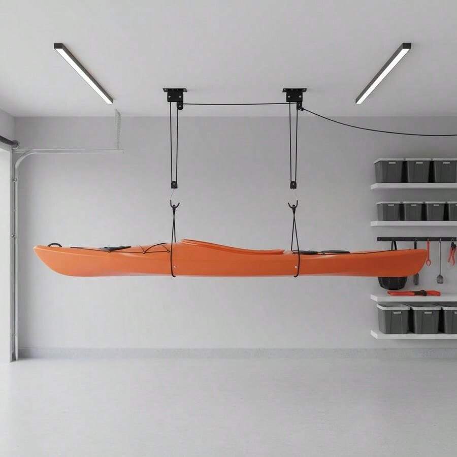 [Free Shipping] Kayak Hoist Quality Garage Storage Canoe Lift With 125 Lb Capacity Even Works As Ladder Lift-XY37627 - Multicolor - View 1