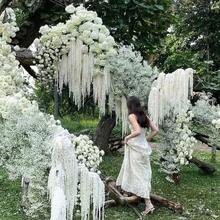 1/2/3/4/5/10件人造懸掛式莧草藤蔓，DIY花卉裝飾，適用於婚禮拱門、背景牆、派對牆面裝飾 - 白色的 - 查看 3