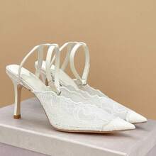 Red Yellow Green Blue Gradient Rainbow Colorblock Pointed Toe Low Vamp Ultra-Thin Heel Sexy High Heel Pumps Basic Style - White - View 6