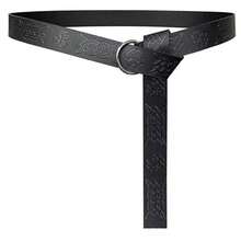 Medieval Celtic Pattern PU Leather Round Belt, Vintage Viking Knot Embossed Single Ring Buckle Belt, Renaissance COSPLAY Stage Performance Accessory - A - View 7