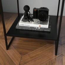 Industrial Style Side Table, Coffee Table, Bedside Table, 1 Shelf, Black - 黑色 - 查看 8
