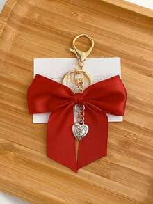Fashionable Woven Ribbon Bow Keychain Classic Car Key Lanyard Wrist Strap Personalized Gift For Her Wedding Bridesmaid Bag Charm - Multicolor - View 12