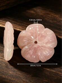 1PC Elegant Rose Quartz Carved Flower Pendant, Healing Natural Crystal Accessory, Suitable For Jewelry Making, DIY Necklace And Waist Chain Material, Valentine's Day Gift - Carved Flowers - View 8
