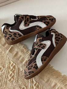 1 Pair Kids Colorblock Mesh Hook & Loop Soft Sole Retro Casual Sports Shoes, Suitable For Boys And Girls - Brown - View 7