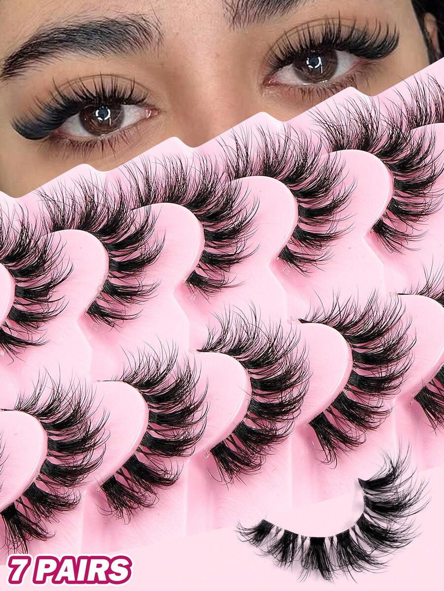MAANGE 7 Pairs Segmented Fluffy False Eyelashes, 11-16mm, Cartoon Style False Eyelashes, Transparent Band False Eyelashes, Soft 3D Faux Mink False Eyelashes, Lightweight Fluffy Faux Mink False Eyelashes, Strip False Eyelashes, Suitable For Daily Use, Women's Travel, Party, Work And Other Occasions, False Eyelashes, Eyelashes