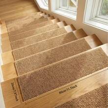 20x80cm Camel Color Faux Sisal Stair Tread Carpet, Non-Slip And Wear-Resistant Indoor/Outdoor Stair Runner, Fashionable Home Decor Carpet - Camel - View 3
