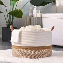 Multipurpose Large Cotton Rope Woven Storage Basket Baby Laundry Hamper Blanket Pillow Toy Organizer Bin For Nursery Bedroom Living Room - View 5