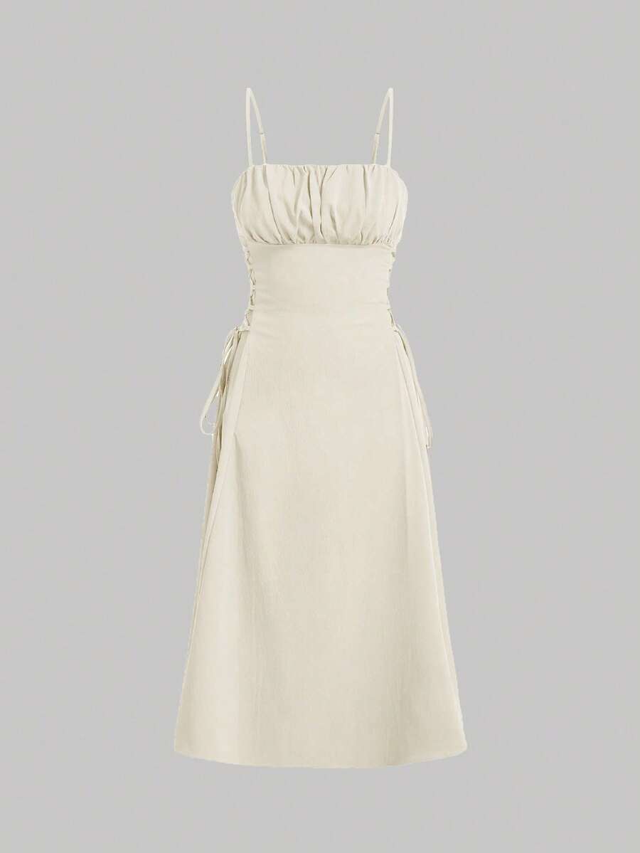 Women Midi Dresses - 杏色 - 查看 1