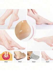 1 Pair Moisturizing Foot Spa Socks, Gel Heel Open Toe Socks, Prevent Heel Cracking, Foot Moisturizing Socks, Suitable For Men And Women - Apricot - View 8