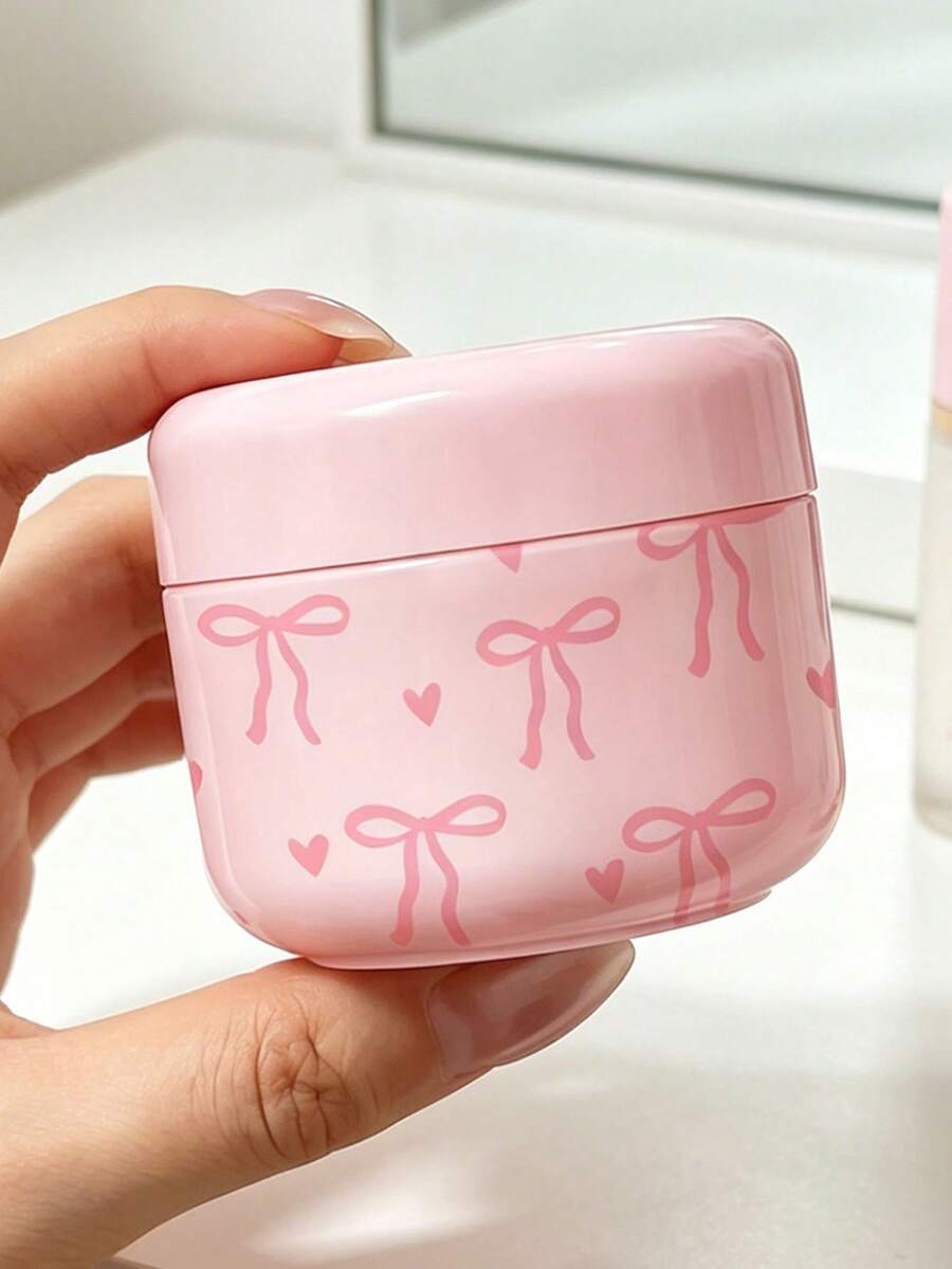 Bow Pattern Refillable Empty Cosmetic Jars With Lids, Travel Toiletry Containers, Moisturizer Sample Containers For Face Cream, Lotion, Cosmetics, Ointment, Face Mask, Travel Essentials, Fitness, Study (Empty Bottle Only) - Multicolor - View 1