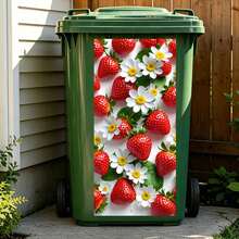 Fruit Print Trash Can Stickers, Waterproof Self-Adhesive Cherry Apple Strawberry Pattern Wheel Trash Can Decals, Weather-Resistant Outdoor Garden Trash Can Decorative Stickers, Suitable For Home And Yard Decoration - Fruit Trash Can Sticker - View 5