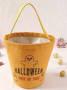 1pc Halloween Pumpkin Bucket, Candy Tote Bag, Halloween Basket, Halloween Decoration, Halloween Party Decor, Happy Halloween Decoration, Suitable For "Trick Or Treat" Party Supplies And Accessories - Conventional - View 6