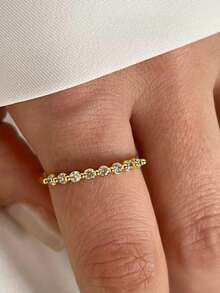 rundraw 5pcs Exquisite Geometric Leaf Fashion Style Copper Material Gold Color Women's Rings Set Suitable For Women Party, Ball, Daily Wear - Multicolor - View 6