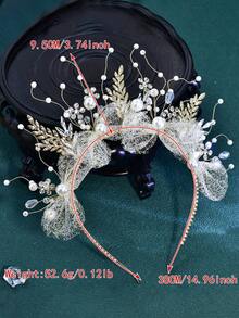 1件優雅合金葉飾公主皇冠髮飾，婚禮派對飾品，適合慶典、舞會、節日禮物 - 金色 - 查看 4
