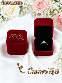 Custom Square Velvet Ring Box With Lid - Vintage Wedding Engagement Jewelry Display Box, Suitable For Engagement/Wedding/Anniversary Gifts, Earring And Ring Storage - Luxury Packaging, Jewelry Box - Multicolor - View 2