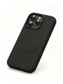 VRNOEI 黑色磁吸極簡保護殼，適用於 iPhone 17 Pro Max、11 13 12 14 15 16 Pro Max，支援無線充電，天鵝絨相機保護，系列手機殼，中性手機殼配件 - 黑色 - 查看 4