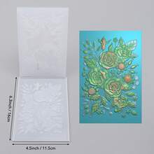 1件 3D 壓花資料夾，DIY 剪貼簿用品，玫瑰花園圖案塑膠壓花資料夾，適用於卡片製作、剪貼簿及其他紙藝創作 - 彩色 - 查看 3