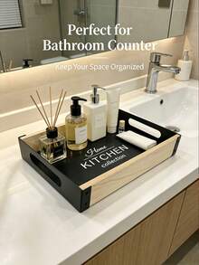 1pc European Style Minimalist Iron & Wood Storage Tray Decor, Suitable For Living Room Coffee Table, Dining Table Decoration And Daily Storage, Also Ideal As Holiday Gift And Party Table Decor - Multicolor - View 3