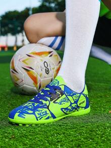 Kids' Fashion Football Shoes With Studs For Artificial Grass, Low-Top Campus Soccer Shoes For Students, Suitable For Small And Large Fields, Sports Shoes - Green - View 3