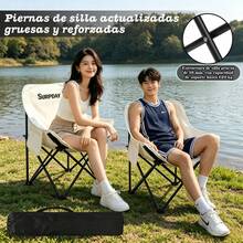 Set de 2 sillones plegables portátiles con funda de transporte, ligeros para camping, playa y excursiones al aire libre - Blanco - Ver 4