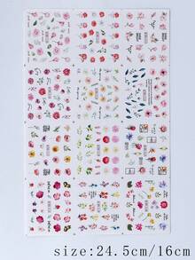 SWEET TREND Adesivos de Arte de Unhas com Transferência de Água Floral em 2 Cores, 24 Estilos Incluindo Rosa, Flor de Pêssego, Flor de Cerejeira, Padrões de Borboleta, Adesivos de Decoração de Unhas DIY, Acessórios de Arte de Unhas - Multicolorido - Visão 3