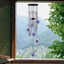 1pc Metal Wind Chime With Blue Evil Eye Design, Perfect For Home Decor, Mother's Day Gift, Or Enhancing The Beauty Of Balcony, Patio And Garden - Style 2 - View 6