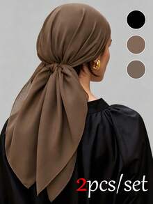 1 pieza Pañuelo triangular casual y práctico de unicolor para mujer, pañuelo ligero y versátil con protección solar, adecuado para uso diario - gorro tipo pañuelo multicolor - Ver 16
