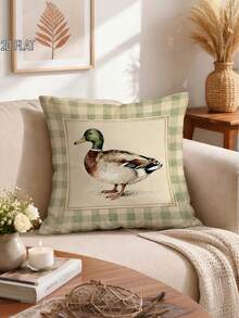 2D 1/2/4pcs Duck Throw Pillow Covers Green Beige Cozy Decorative Pillowcases One Sided Printing For Living Room Bedroom Sofa Bed Decor Without Pillow Inserts - Mustard Yellow - View 6