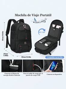 NEWHEY 17.3 Inch Laptop Backpack With USB Charging Port, Waterproof, For Work, Travel, Business, Students - Black - View 4