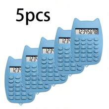 1pc/5pcs Lightweight Pocket Cat-Shaped Calculator, Mini Body Fits In Pencil Case Or Bag For Easy Carrying, Basic Calculation + Memory Function For Daily Accounting, Bottom Hanging Hole Compatible With Lanyard To Prevent Loss, Portable Simple Calculator For Commuting, Library Study, And Business Trips - A - View 5