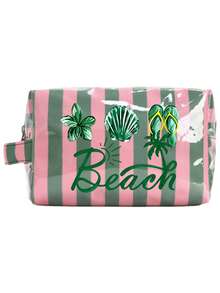Colorful Striped Beach Makeup Bag, Beach Print, Waterproof PVC Toiletry Bag, Portable Travel Makeup Bag, Multi-Functional Toiletry Bag, Vacation Makeup Bag, Perfect For Swimming, Beach, Diving And Summer Vacation, Suitable For Friends, Family, Best Friends, Classmates. Perfect For Birthday, Holiday, Party, Mother's Day, Teacher's Day Gifts And Souvenirs.,Back To School - Multicolor - View 15