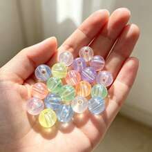 100顆 10mm 壓克力多色美人魚珠－幻彩圓形散珠，適用於DIY手鍊、項鍊與鑰匙圈珠寶製作，激發手工設計靈感 - 彩色 - 查看 8